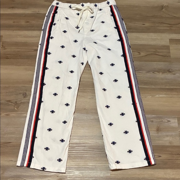 Maeve Anthropologie Bumble Bee Embroidered Track Pants Side Stripe Womens XS - Picture 2 of 13